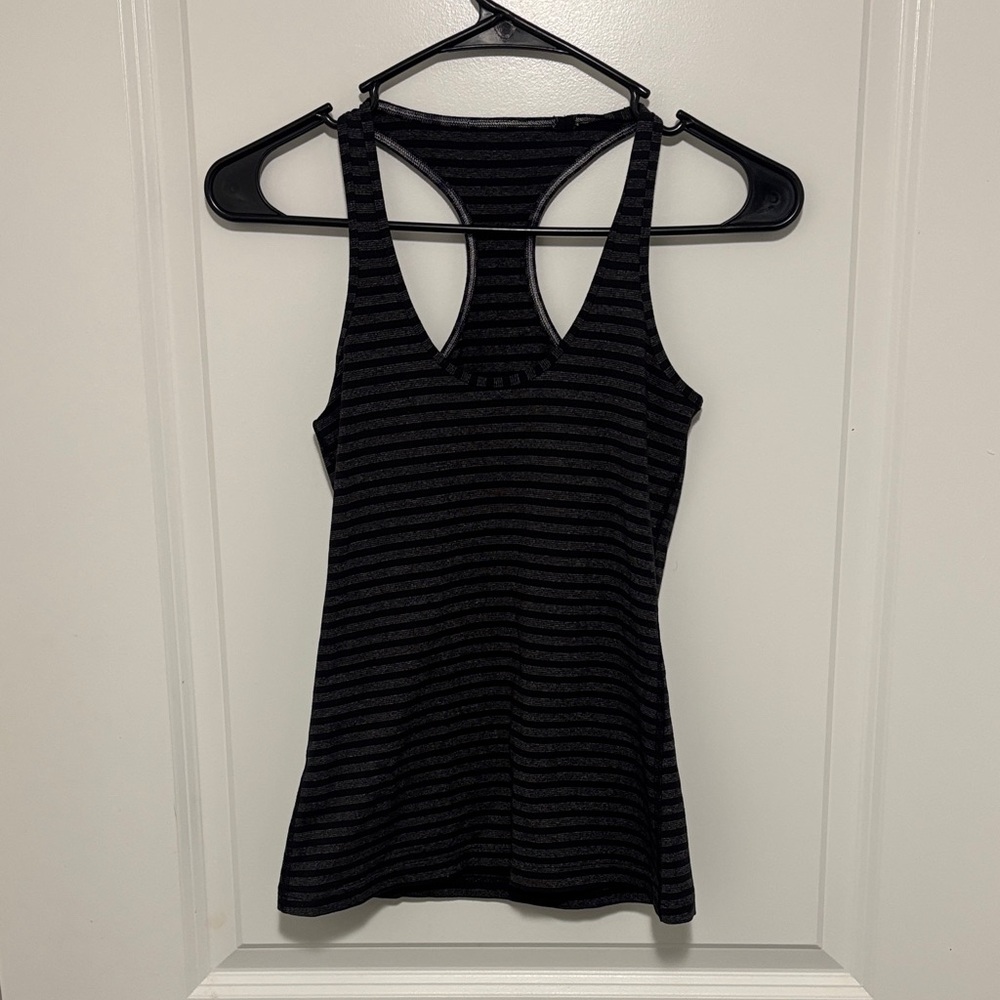 lululemon athletica Black and Gray Striped Racerback Tank